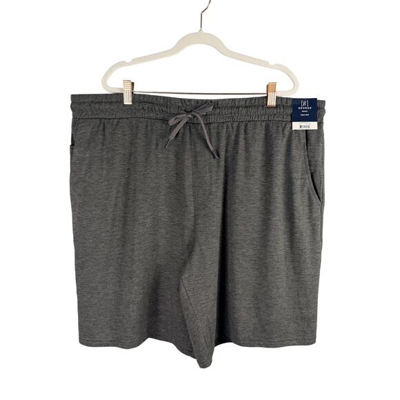 George Shorts Mens 2XL 44-46 Gray Super Soft Knit Lounge Stretch Drawstring 9" - Picture 1 of 7